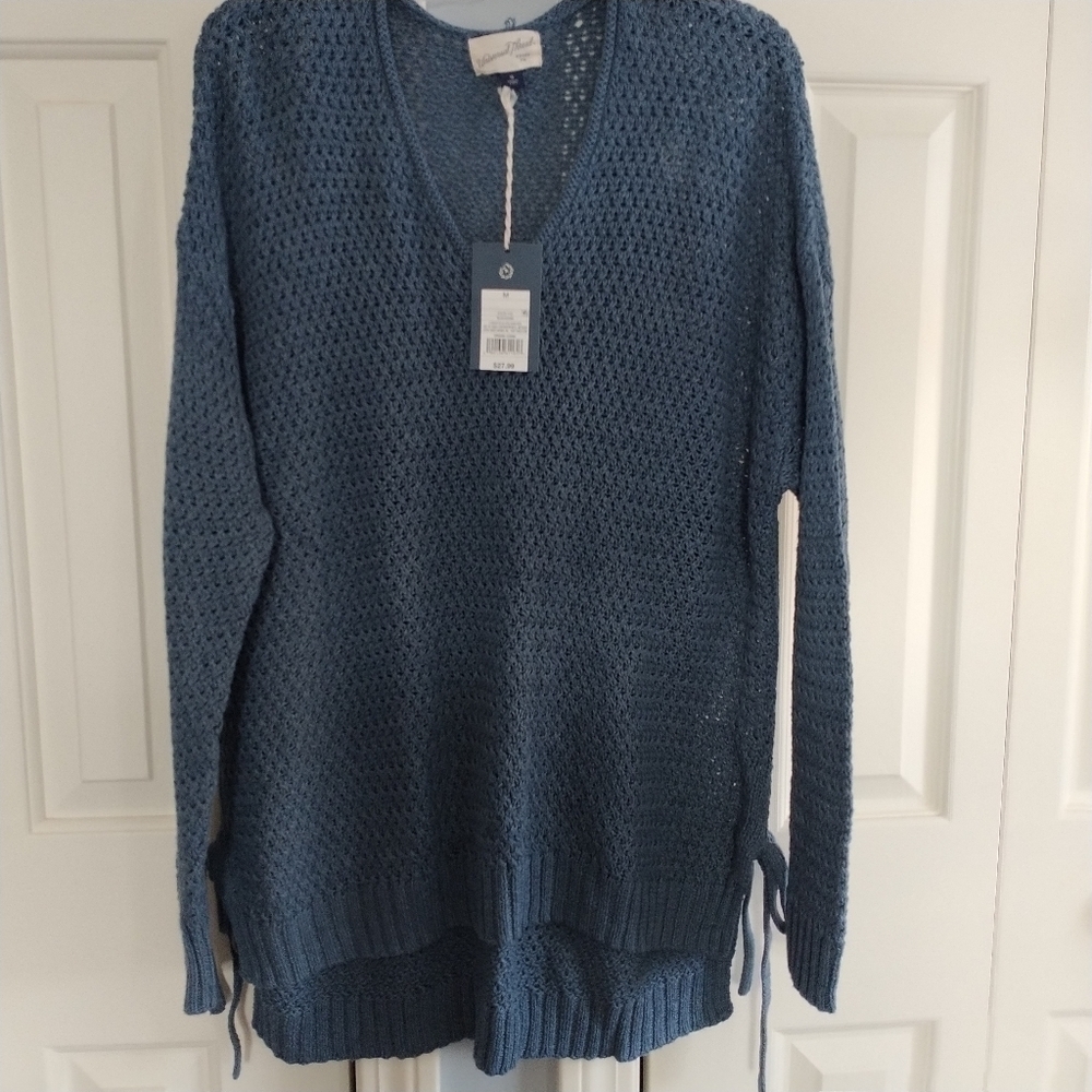 Universal Thread Blue V Neck Crochet Sweater M